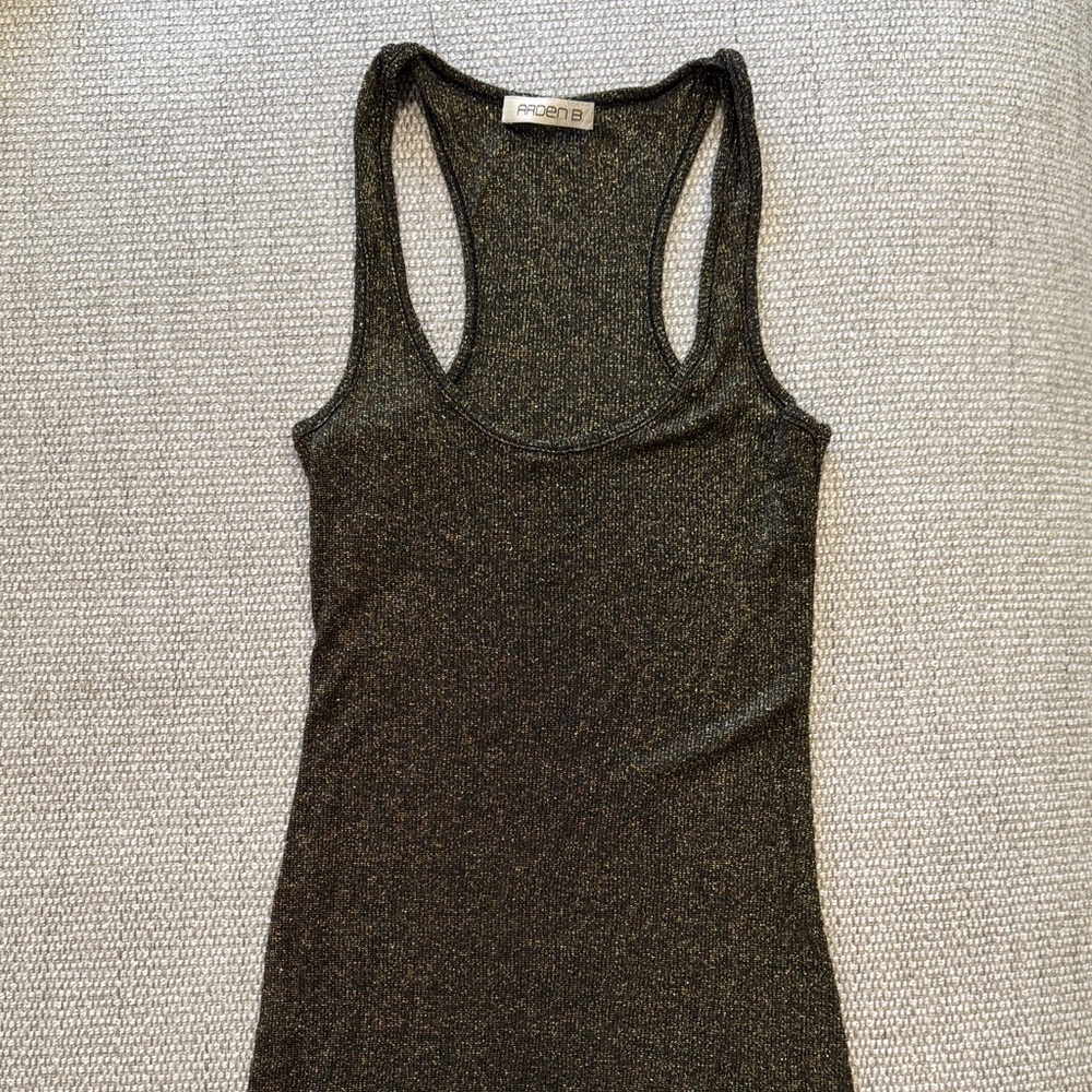 Arden B black and green racerback glitter tank top - size S